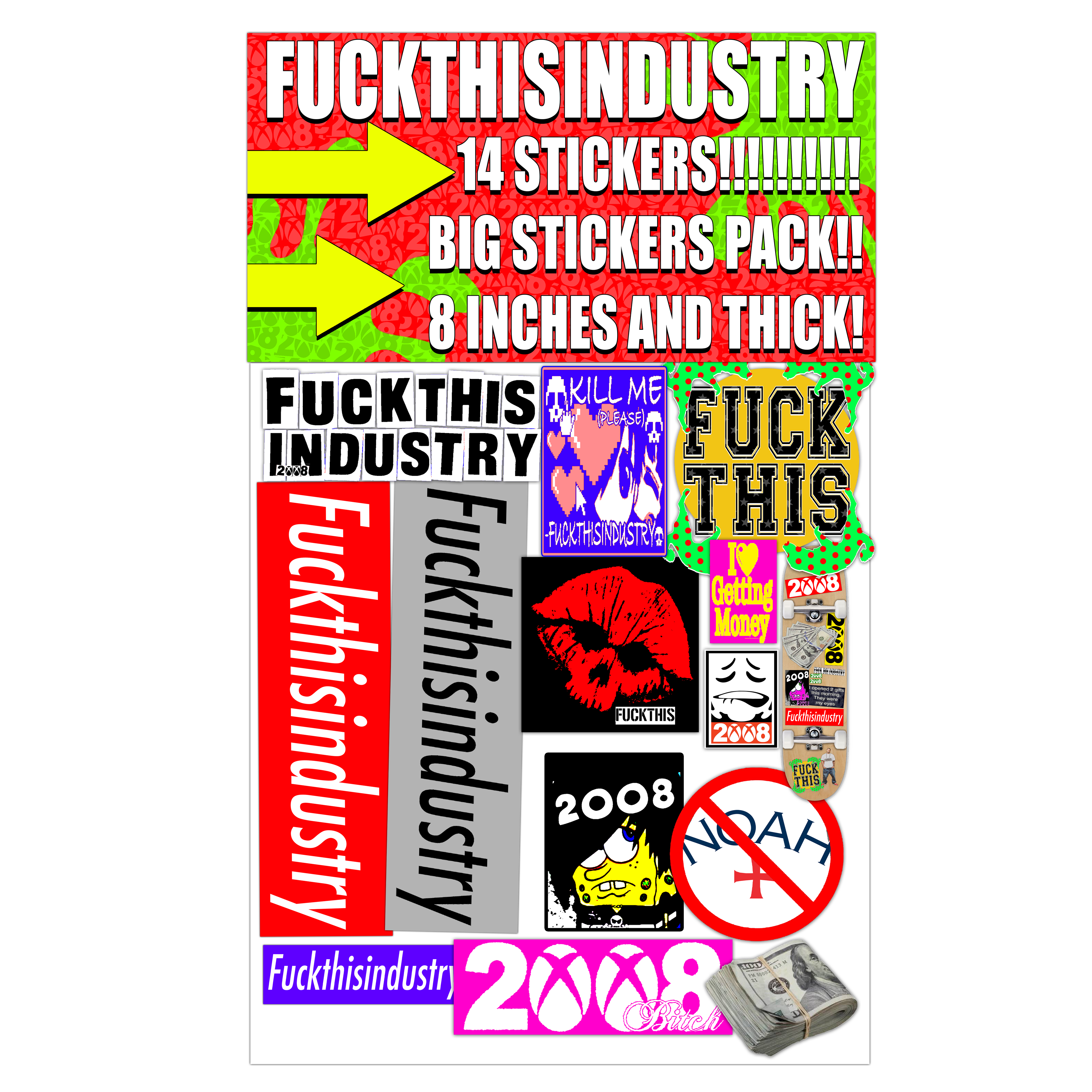 BIG* STICKERS PACK (14 STICKERS) – FUCKTHISINDUSTRY2008