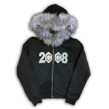 *8CUBE* FUR ZIP-UP (BLACK)