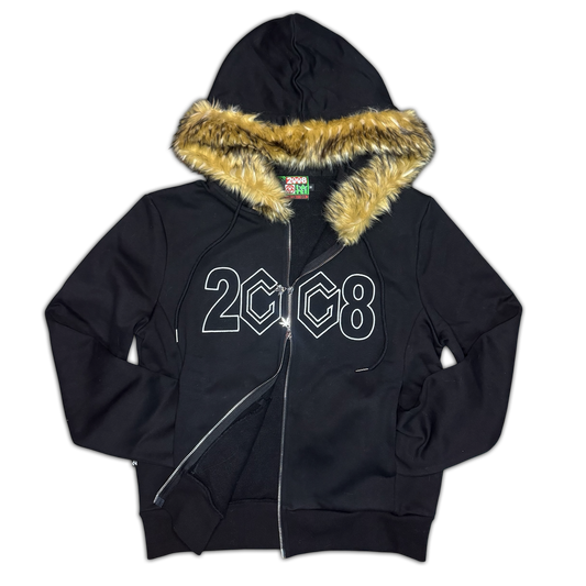 *8CUBE* FUR ZIP-UP (BLACK)