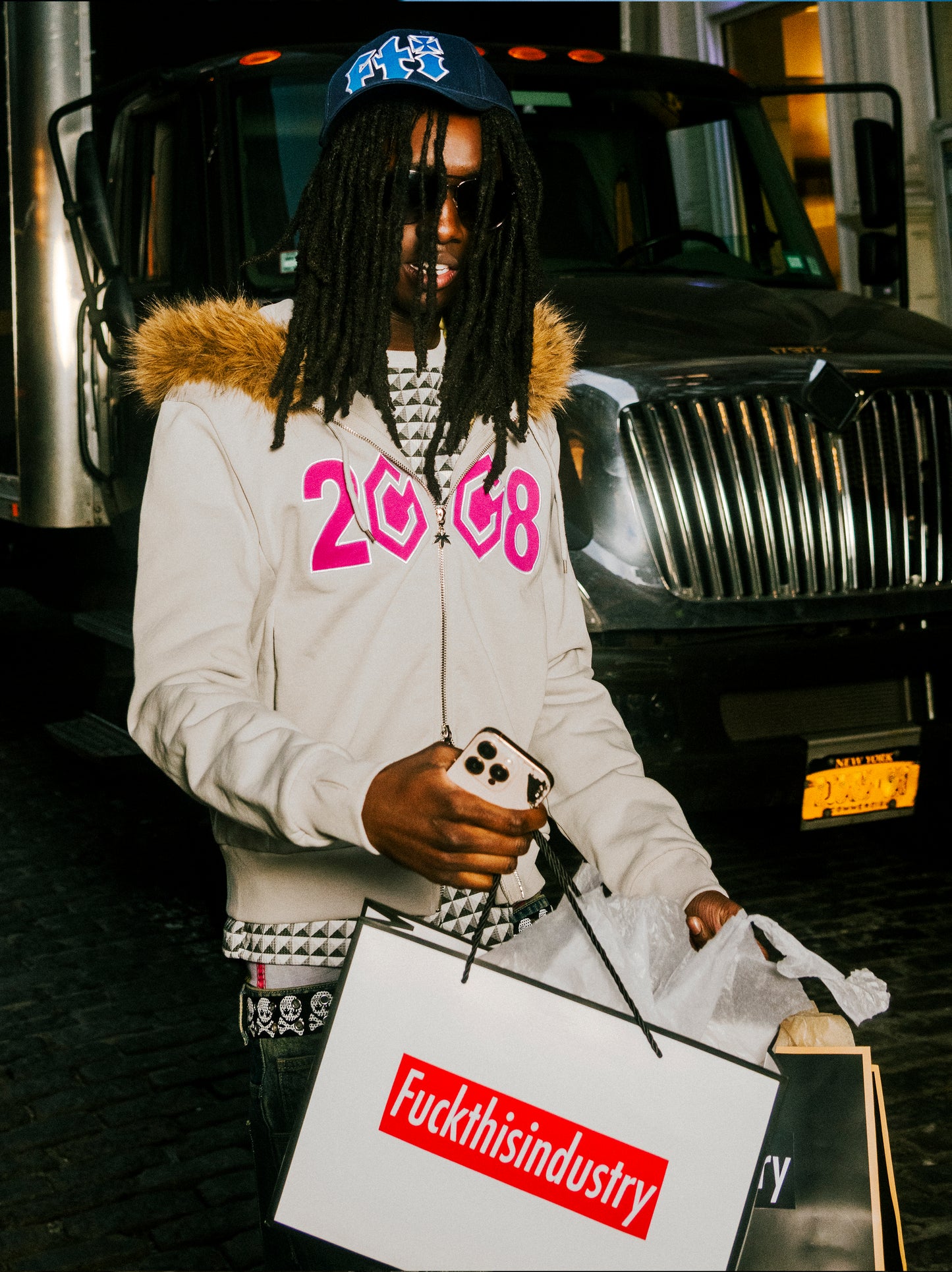 8CUBE FUR ZIP GREY/PINK