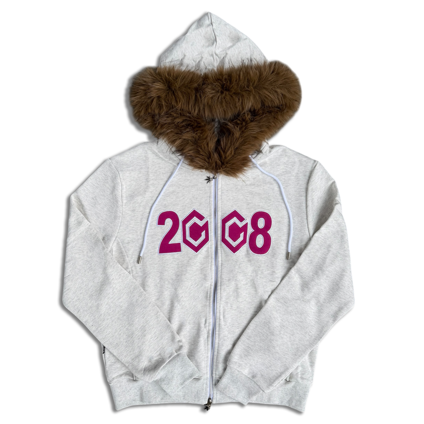 8CUBE FUR ZIP GREY/PINK