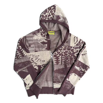 *SUP PIXEL* KNIT ZIP UP HOODIE